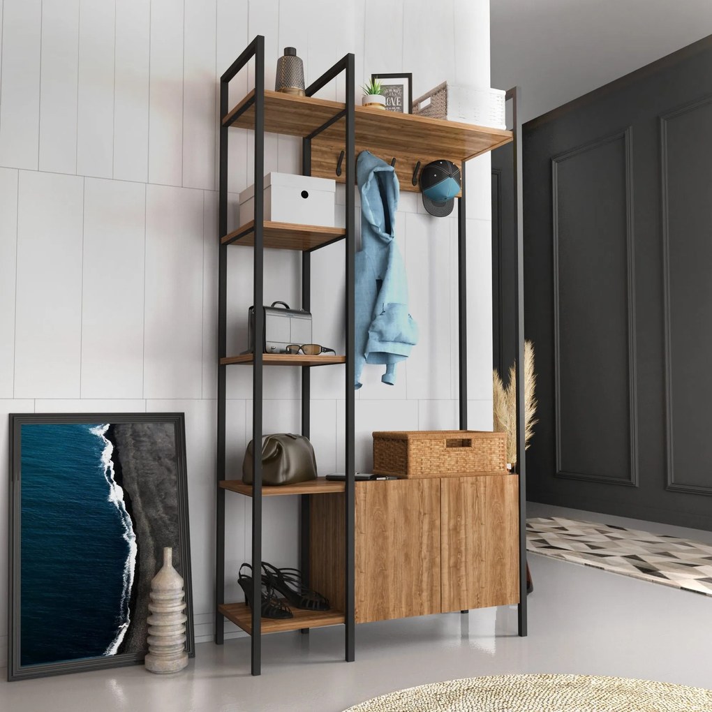 Hall Stand Doga – Walnut Black – 90x35x175 cm