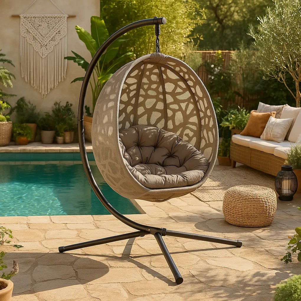 Poltrona Baloiço de Jardim Suspensa Com Suporte em Aço - Design Modern