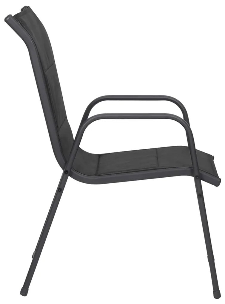 Cadeiras de jardim 6 pcs aço e textilene preto