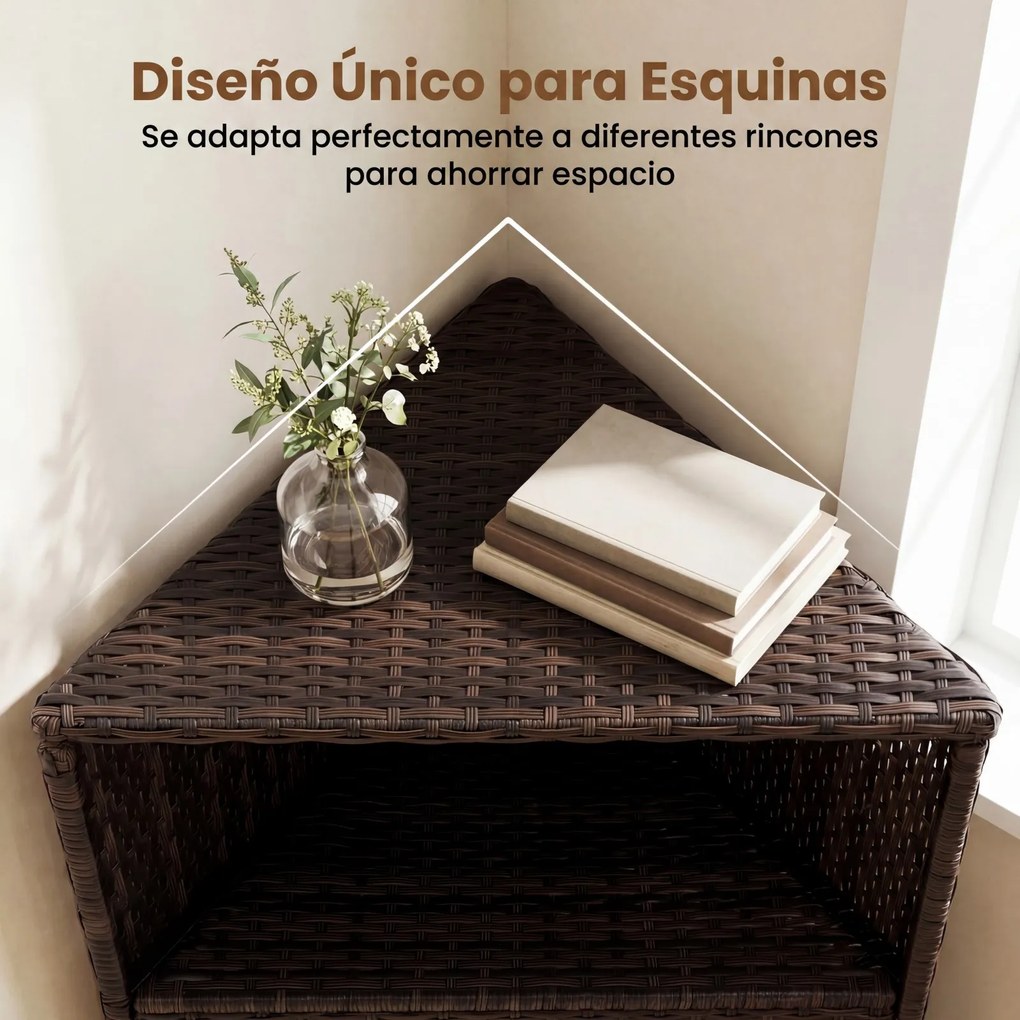 Armário de rattan para exterior com rodas 66 x 47 x 111 cm, compartimento aberto de 2 níveis com portas, aparador com rodas para jardim e terraço, Cas