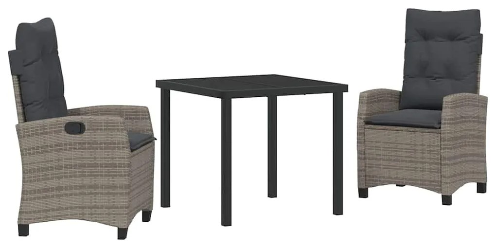 Conjunto de Jantar de Jardim com 3 Peças e Almofadas - Rattan Sintétic