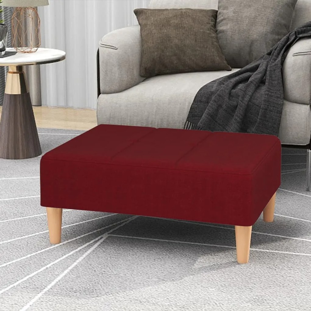 vidaXL Apoio de pés 78x56x32 cm tecido vermelho tinto