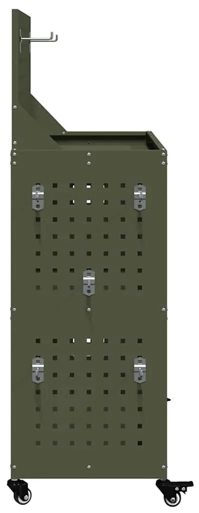 Carro de Ferramentas Verde-oliva 65 x 35 x 111 cm Metal
