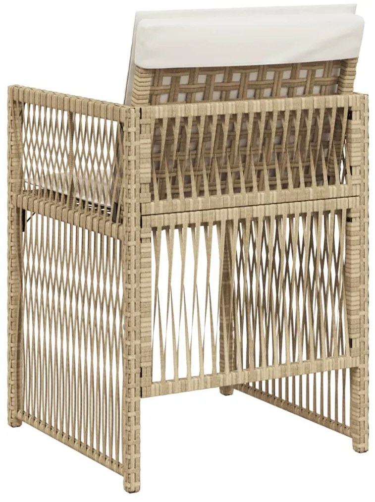 Cadeiras de jardim com almofadões 4 pcs vime PE bege