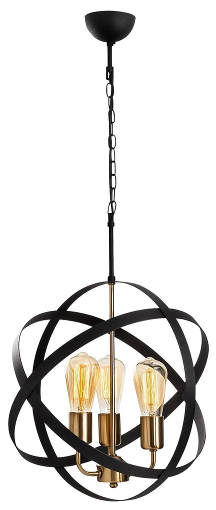 Chandelier Gezegen – Dourado/Preto – 40 cm x 90 cm