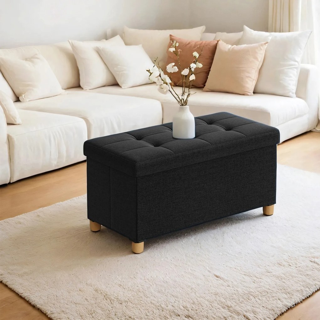 Banco com espaço de arrumação 38,1 x 76,1 x 40,1 cm preto