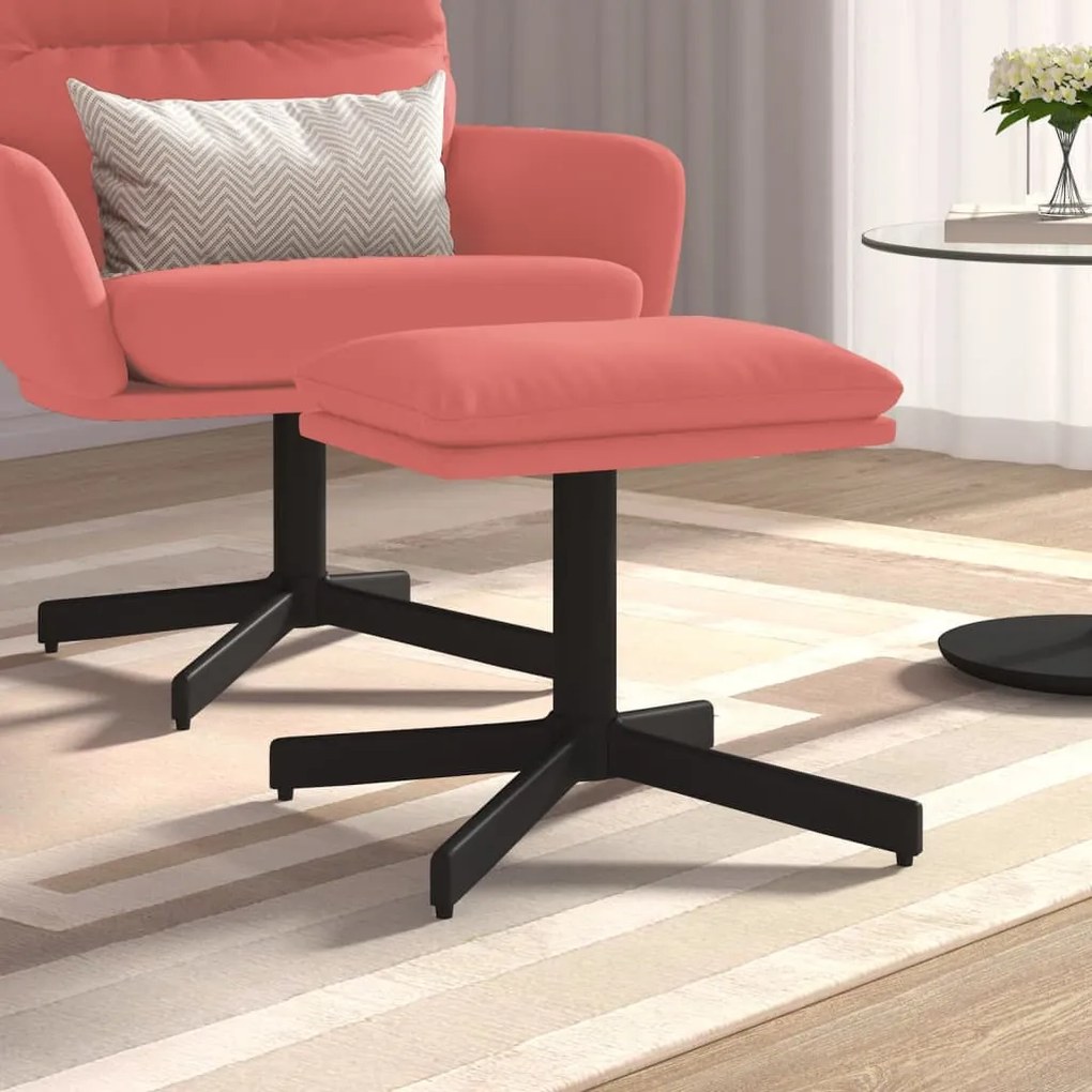 341630 vidaXL Apoio de pés 60x60x36 cm veludo rosa
