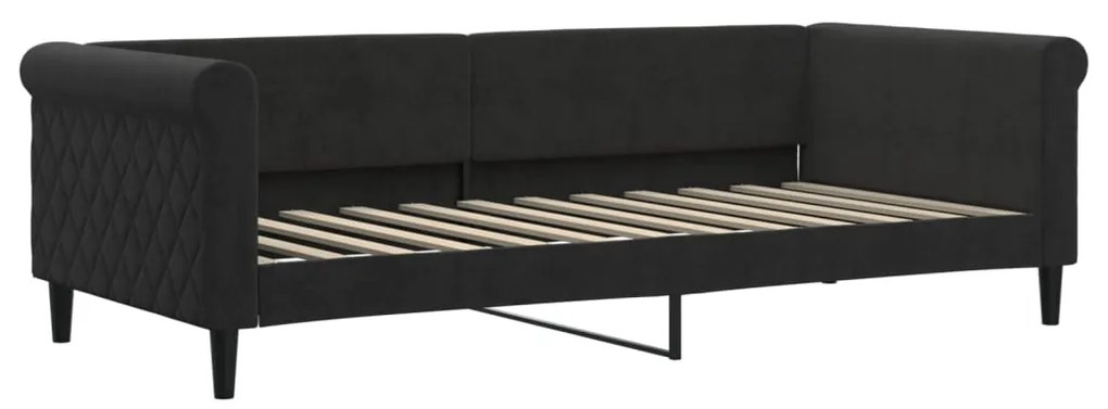 Sofá-cama com gavetão e gavetas 90x200 cm veludo preto