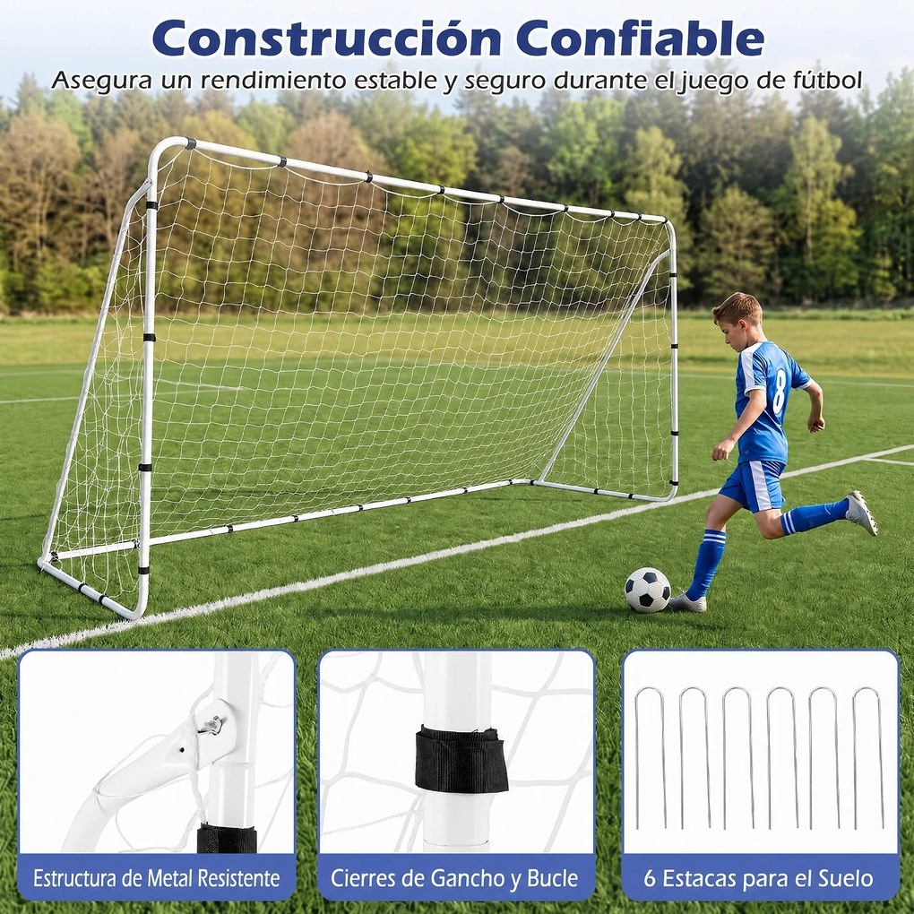 Baliza de Futebol, 367 x 124 x 181 cm, Estrutura Metálica Resistente, Branco
