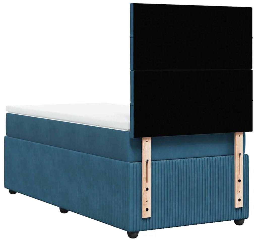 Cama com molas/colchão 80x200 cm veludo azul-escuro