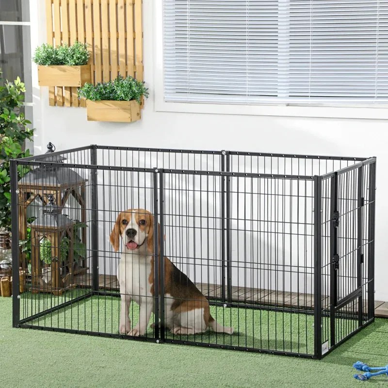 Parque para Cães de 6 Painéis Gaiola de Metal para Animais de Estimaçã