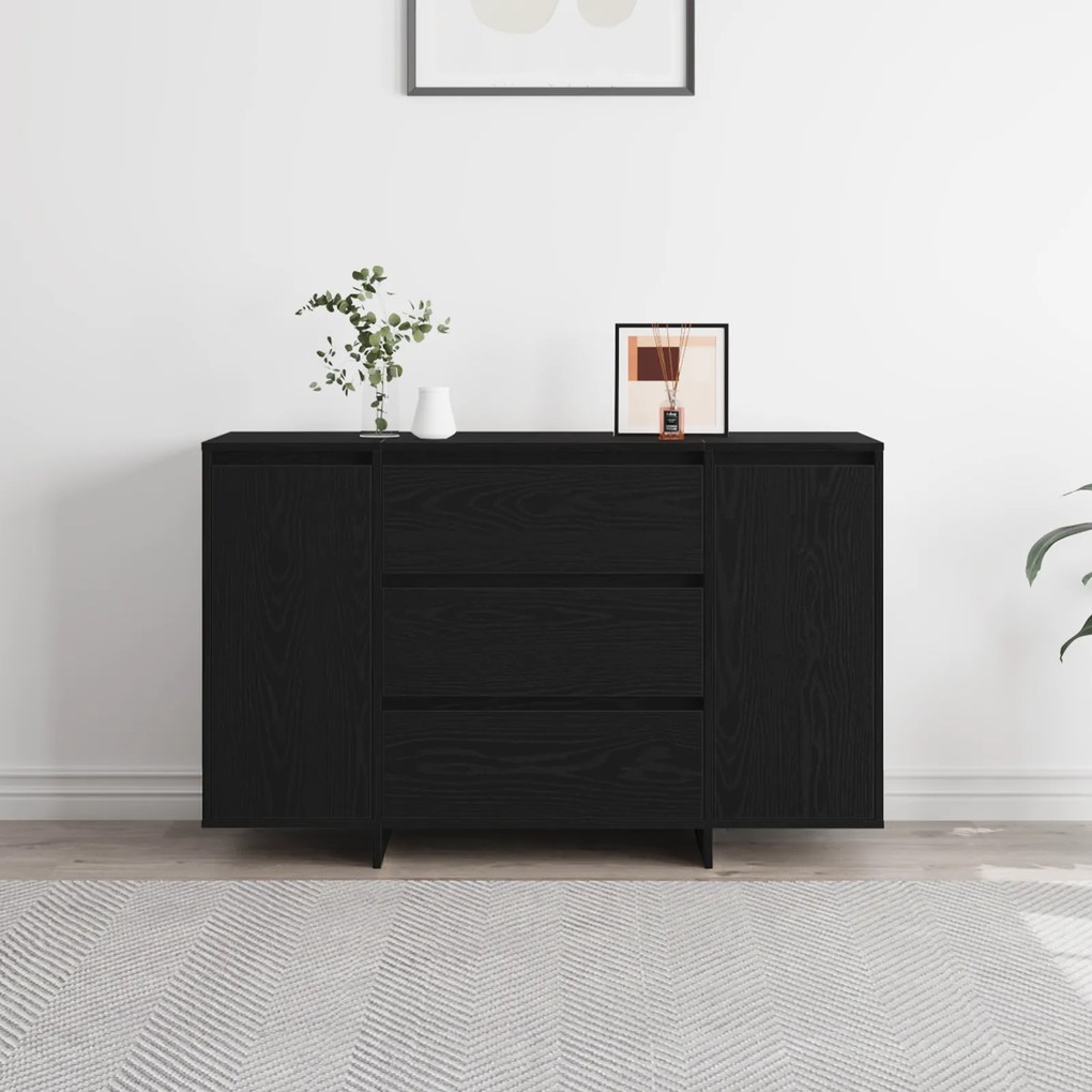 Sideboard Preto Carvalho 120x41x75 cm Madeira de Engenharia