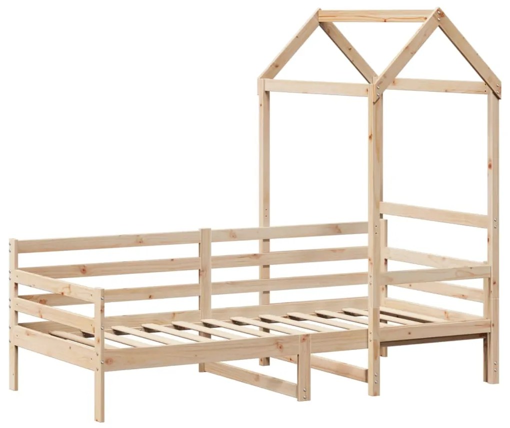 Sofá-cama com telhado 90x200 cm madeira de pinho maciça