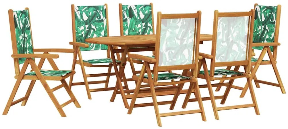 Conjunto de Jantar de Jardim 7 pcs Padrão de folhas 6-Pessoas
