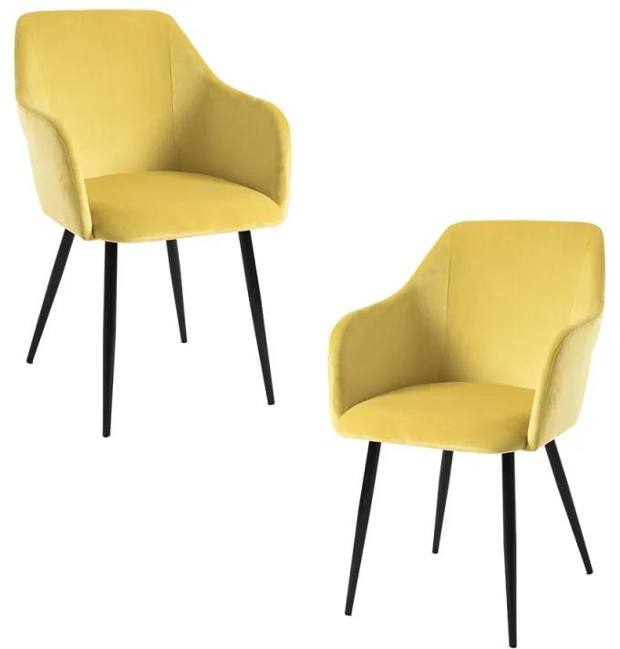 Pack 2 Cadeiras Puan Veludo - Amarelo