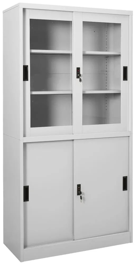 vidaXL Armário escritório porta deslizante 90x40x180cm aço cinza-claro