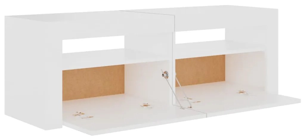 Móvel de TV com luzes LED 120x35x40 cm branco