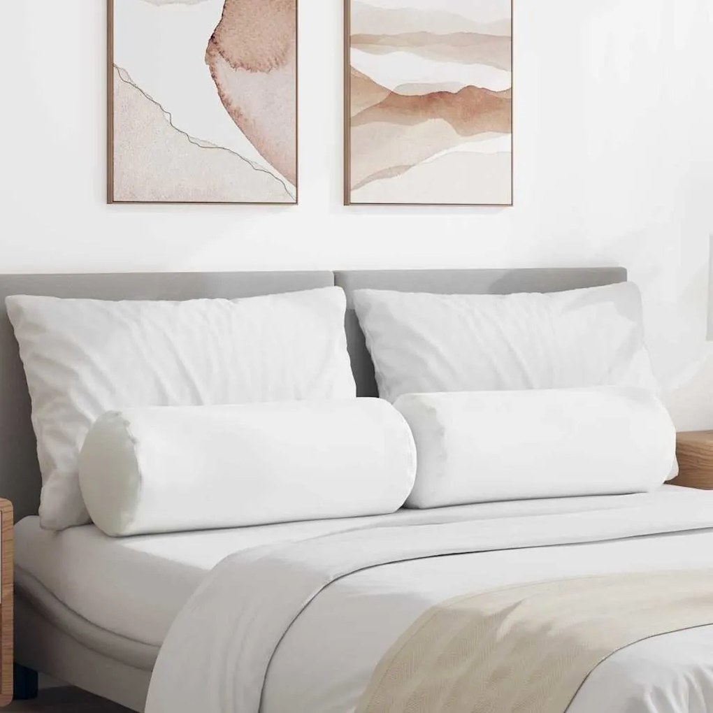 vidaXL Almofadas de Apoio 2 pcs Branco Ø 25 x 70 cm tecido