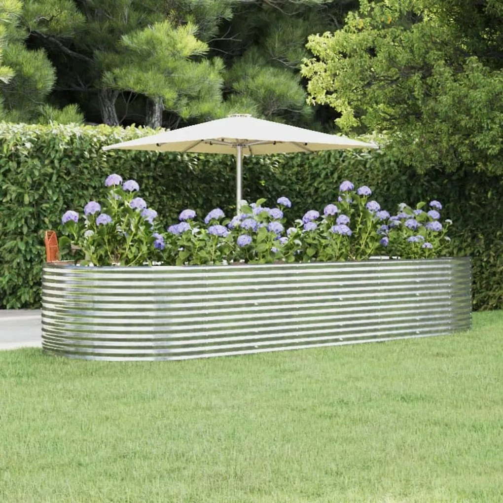 vidaXL Canteiro elevado jardim 367x140x68 aço galvanizado prateado