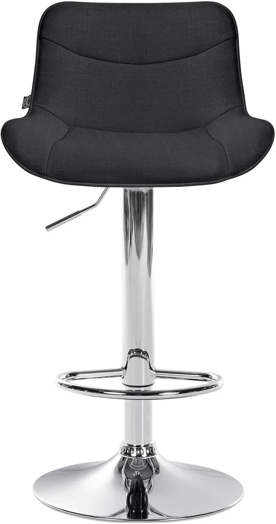 Banco alto em tecido com estrutura prateada 85-106 x 49 x 51 cm preto