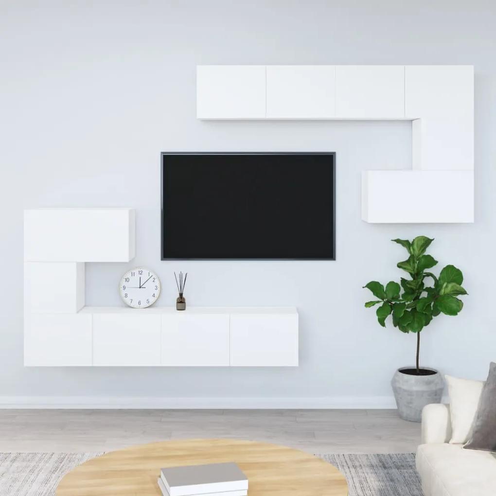 Móvel p/ TV de montagem na parede madeira processada branco