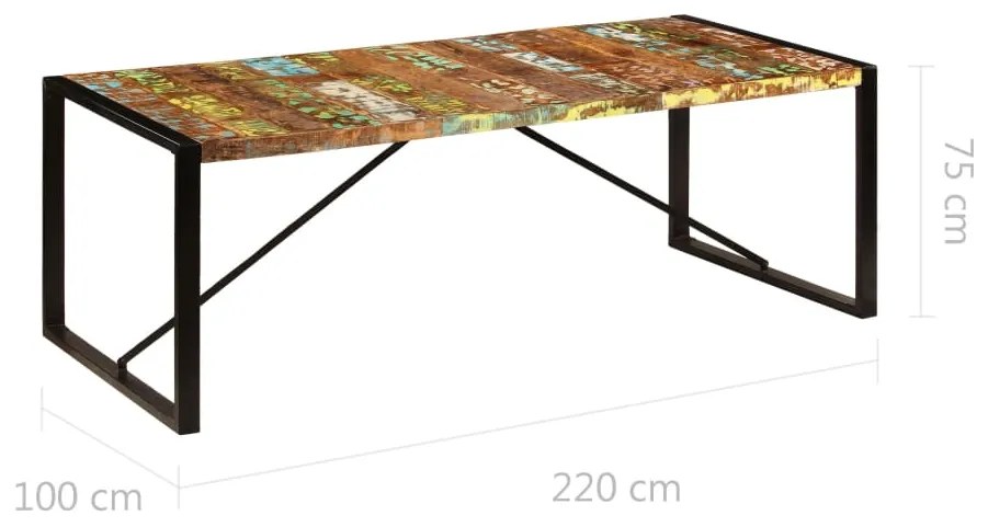 Mesa de jantar madeira recuperada maciça 220x100x75 cm