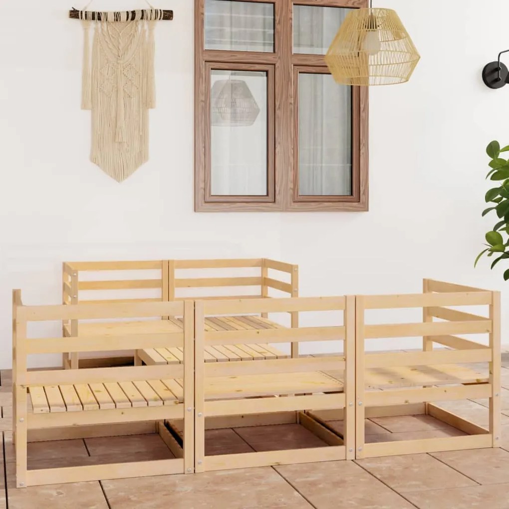 vidaXL 6 pcs conjunto lounge de jardim pinho maciço