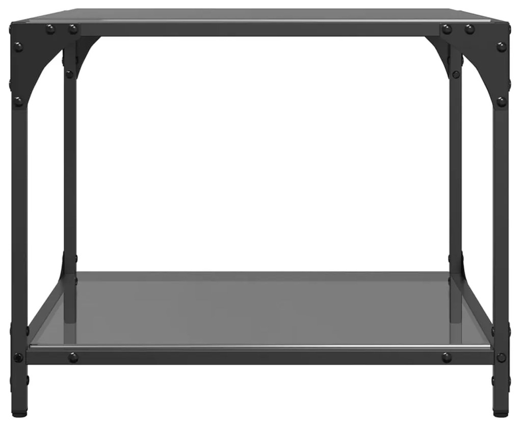 Mesa de centro com topo em vidro preto 50x50x40 cm aço