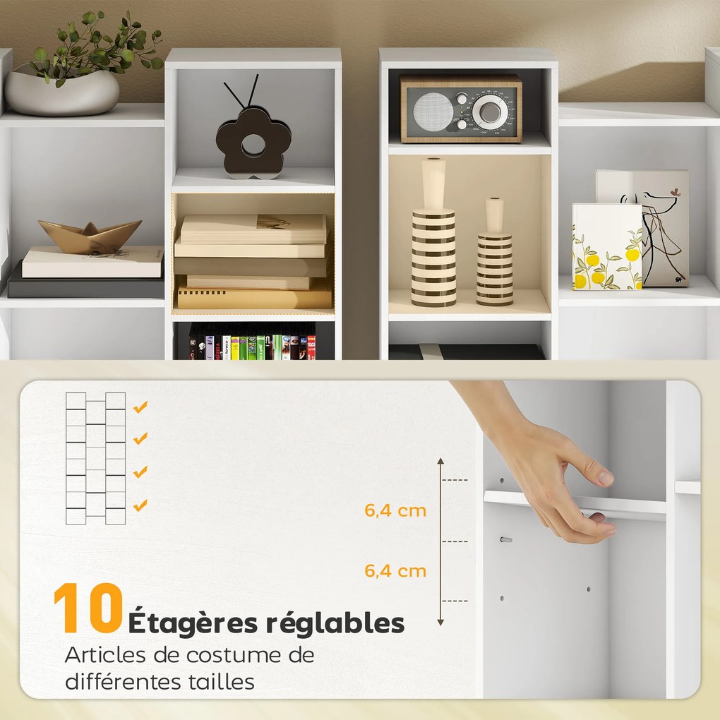 Estante para Livros, 89,5 x 23,5 x 181 cm, 21 Compartimentos, Branco