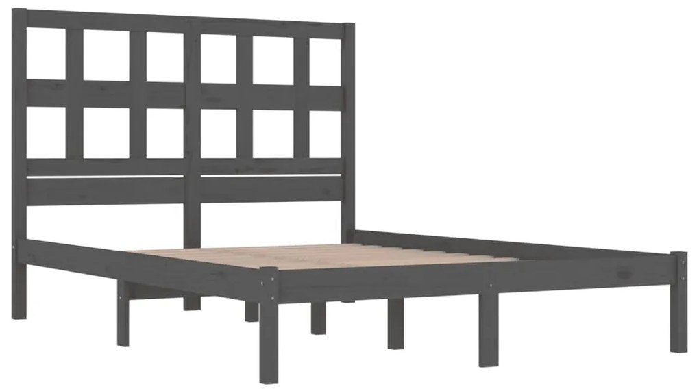 Estrutura de cama 200x200 cm pinho maciço cinzento