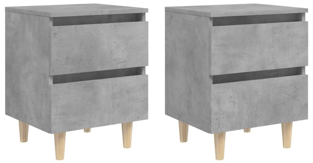 Mesas cabeceira 2pcs c/ pernas pinho 40x35x50cm cinza cimento