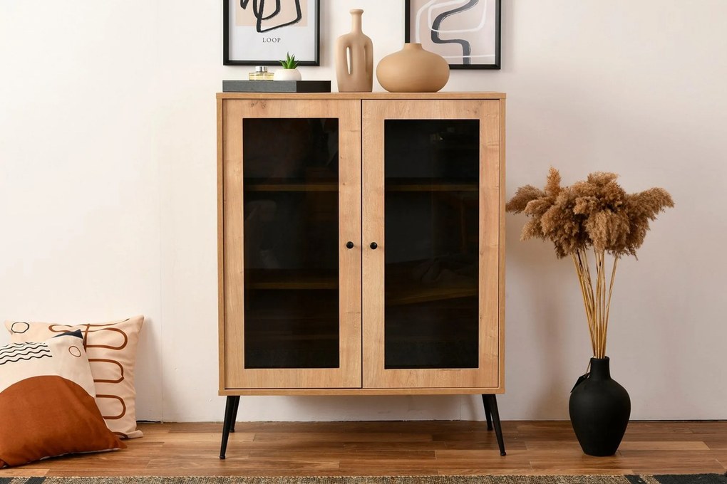 Aparador Calvin – Carvalho/Preto – 90x110x41 cm