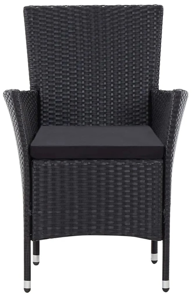 Conjunto de jantar para exterior 9 pcs vime PE preto