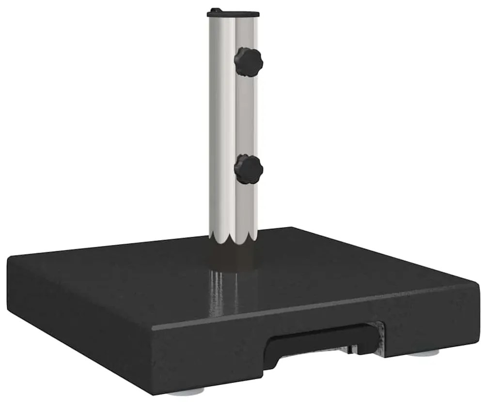 Base de Guarda-Sol Movível com Cabo em Granito Preto de 29 kg, Quadrad