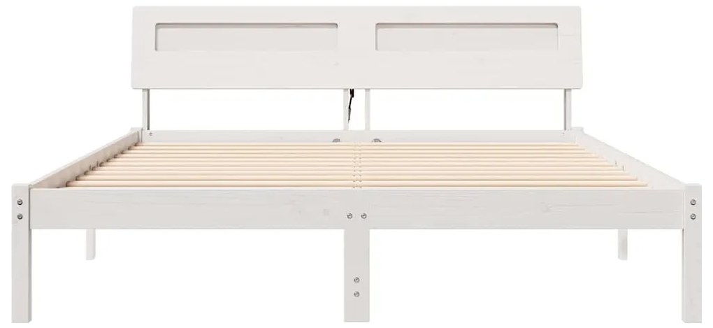 Estrutura da Cama com luzes de tira LED com cabeceira Branco 160 x 200