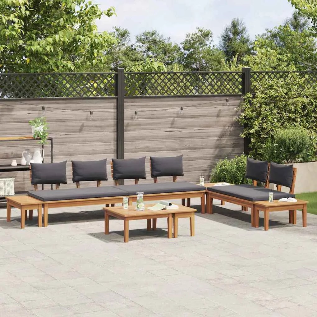 Conjunto de Jardim com 5 peças e almofadas - Madeira de Teak Sólida