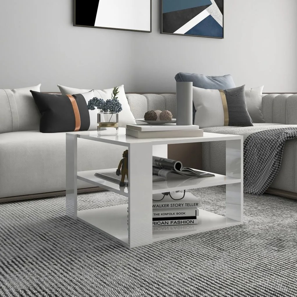 806325 vidaXL Mesa de centro 60x60x40 cm contraplacado branco brilhante