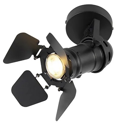 Projetores de estúdio industrial pretos GU10 com abas - Movie