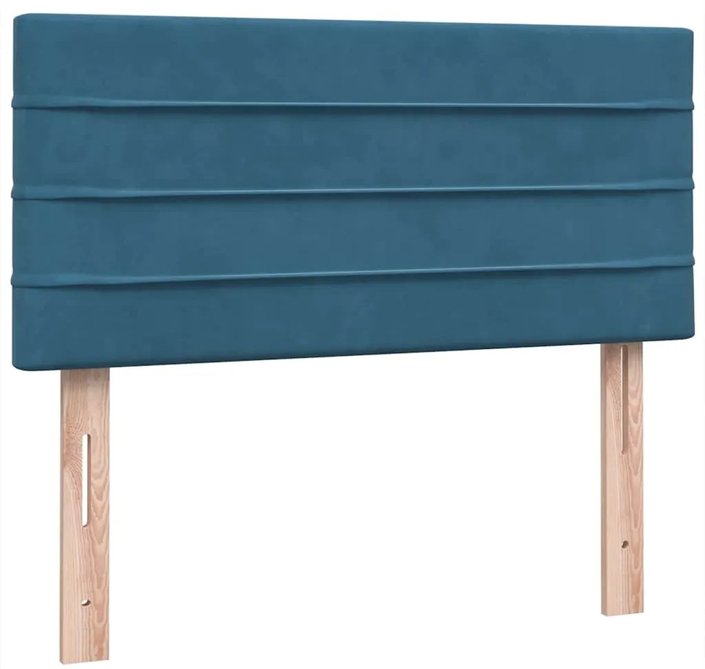 Cama com molas/colchão 80x220 cm veludo azul-escuro