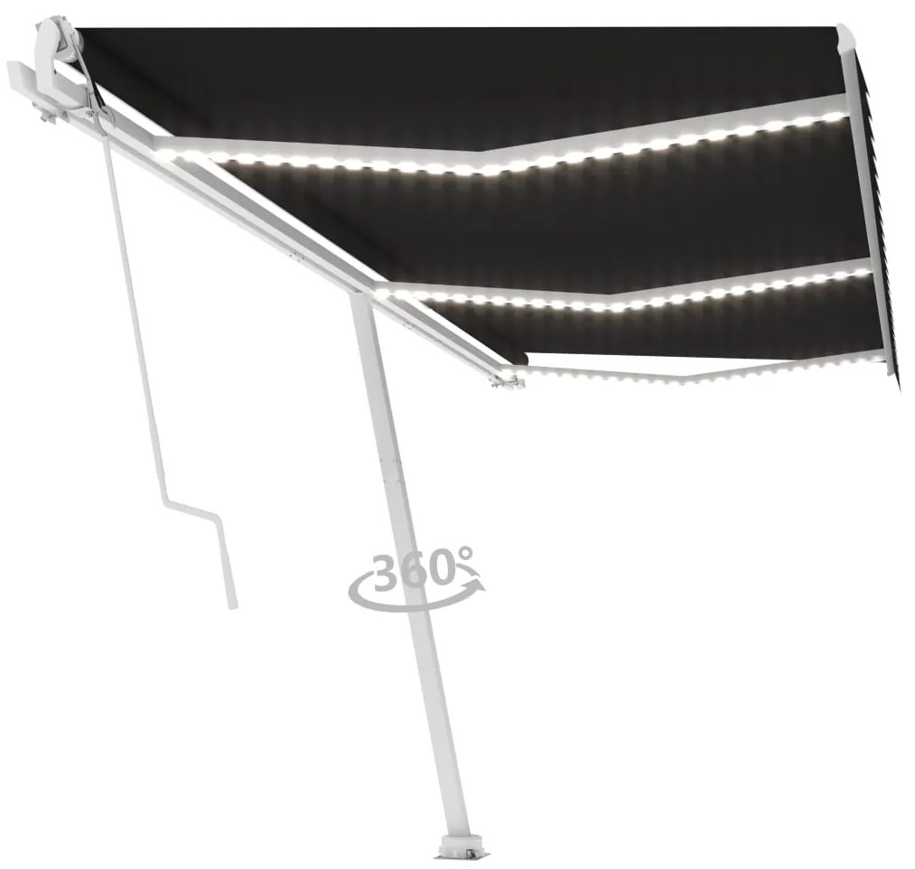Toldo automático com LED e sensor de vento 600x350 cm antracite