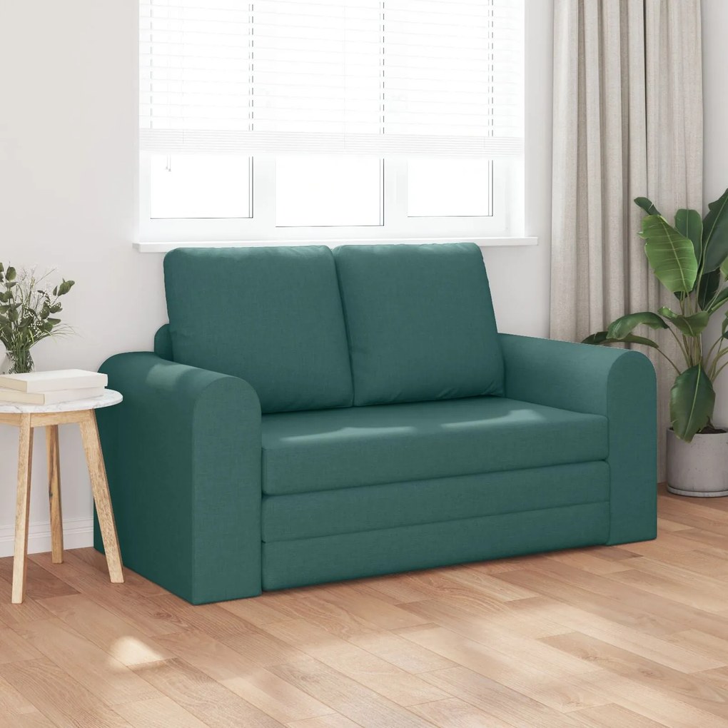 Sofá-Camas 2 em 1 Verde Escuro 148x71x83 cm Tecido