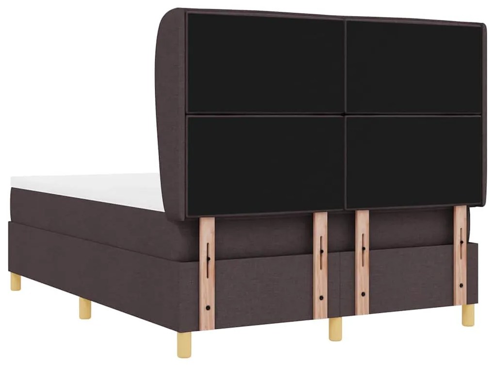 Estrutura de Cama com Colchão Marrom Escuro 140x190 cm Tecido