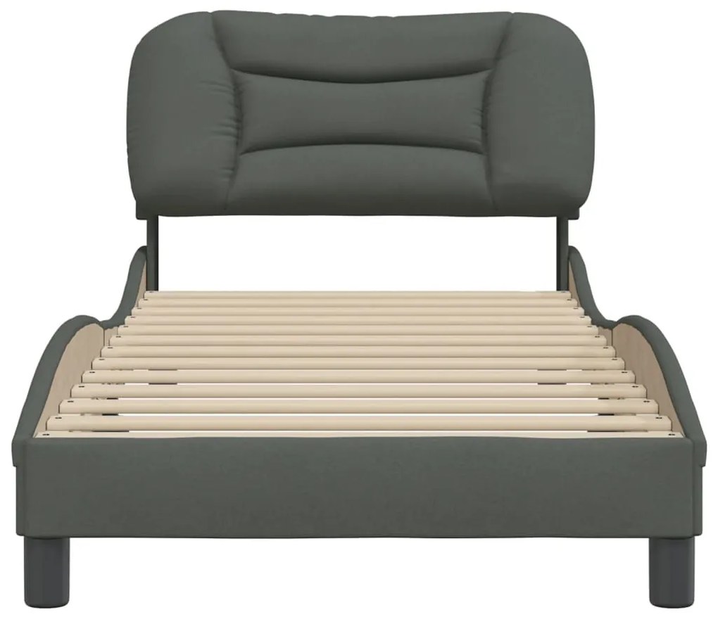 Estrutura de cama sem colchão 80x200 cm tecido cinzento-escuro