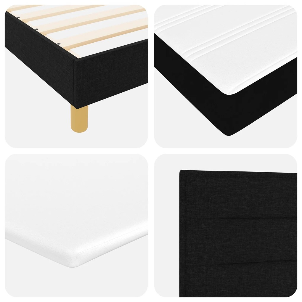 Cama Box Spring com Colchão Preta 140x200 cm Tecido