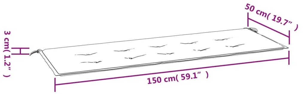 Almofadão p/ banco jardim 150x50x3 cm tecido oxford antracite