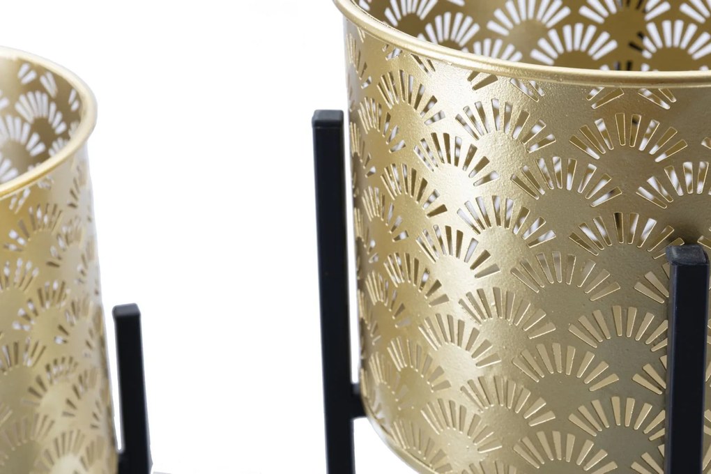 CONJUNTO DE 2 PEÇAS DE SUPORTE PARA VASOS GLISSY DOURADO Ø 21X38-19X28 CM (PLANTAS NÃO INCLUIDAS)