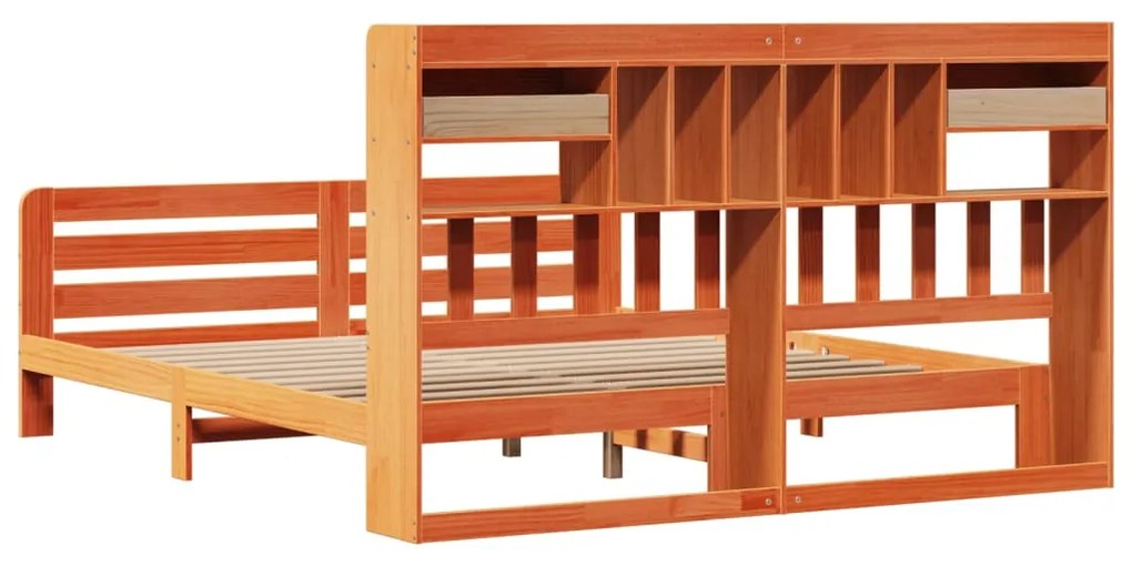 Cama com estante sem colchão 200x200 cm pinho maciço