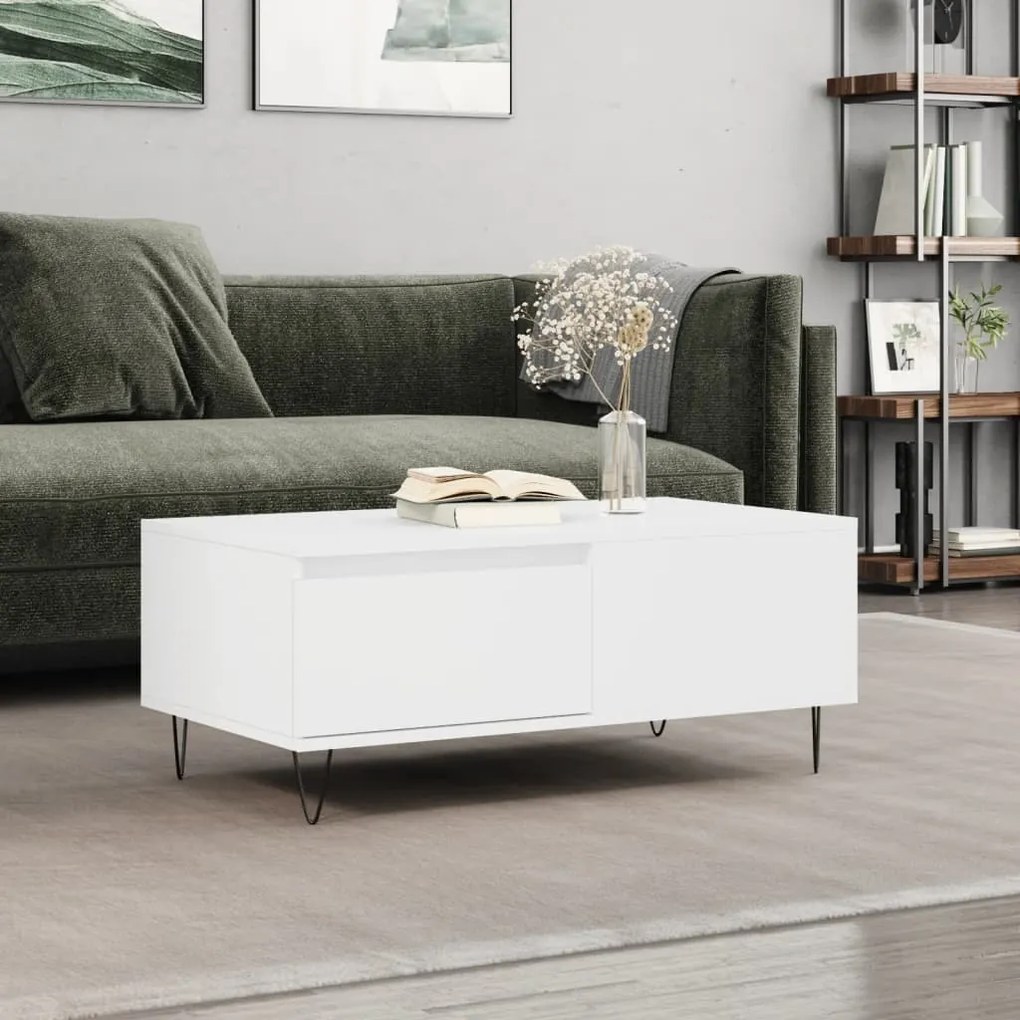 vidaXL Mesa de centro 90x50x36,5 cm derivados de madeira branco