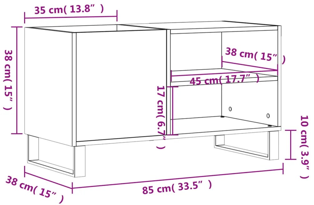 Armário para discos 85x38x48 cm derivados de madeira branco