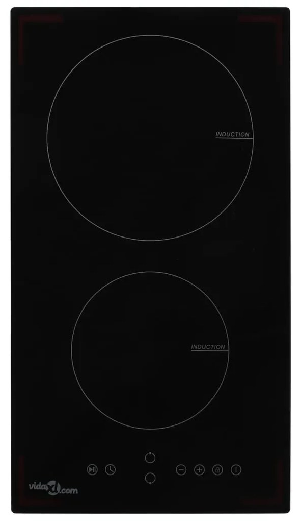 50786 vidaXL Placa de indução com 2 discos controlo tátil vidro 3500 W